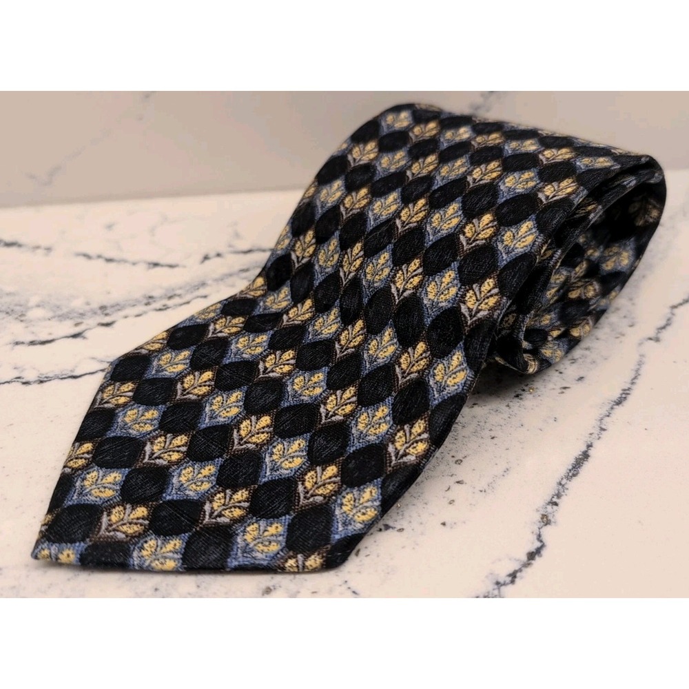 Ermenegildo Zegna Disegno Esclusivo Silk Tie 3.5" Wide Made in Italy Blue Gold
